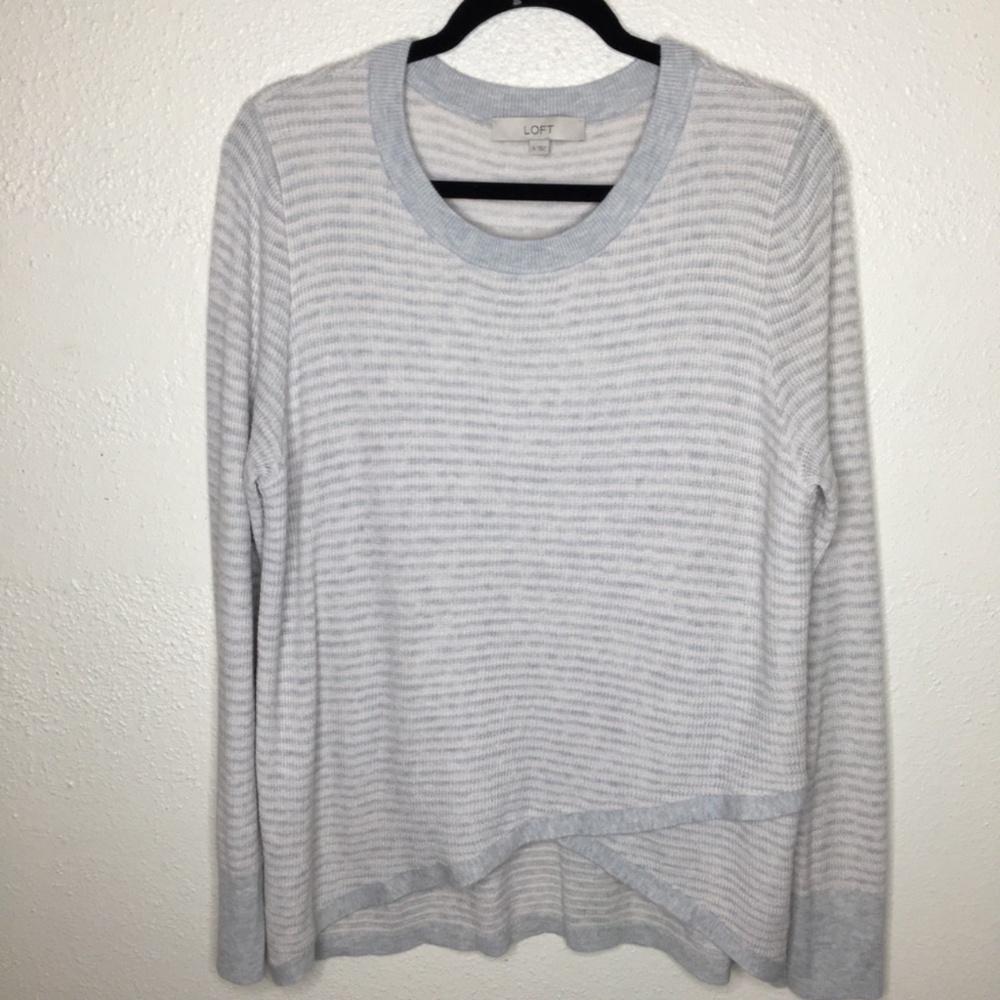 LOFT Waffle Knit Crossover Hem Thermal Long Sleeve Sweatshirt XL